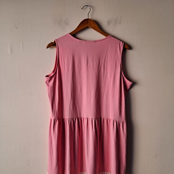 Lands' End Colorblock Tank Dress Sleeveless Tiered Maxi Pink Orange Women Size L - Picture 7 of 13